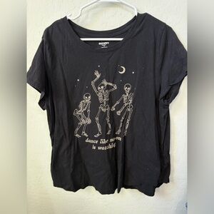 Old Navy Black Short Sleeve Tee with Skeleton Dance Graphic